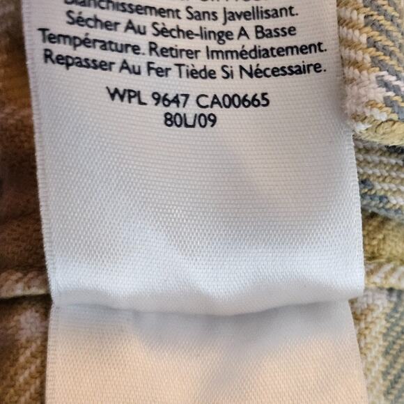 Eddie Bauer Shirt Mens Medium Yellow Blue Plaid Classic Fit Long Slv Button Up - Picture 8 of 11